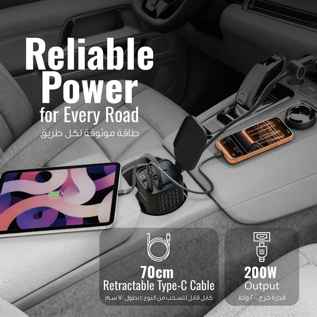 PORODO DRIVESTATION 200W CAR POWER INVERTER REAL TIME VOLTAGE DISPLAY BLACK PDCI103BK thumbnail 7