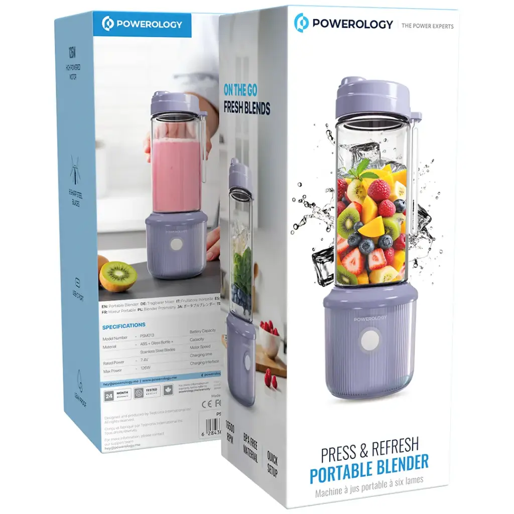 POWEROLOGY PRESS  REFRESH PORTABLE BLENDER LAVENDER PSM013LD thumbnail 5