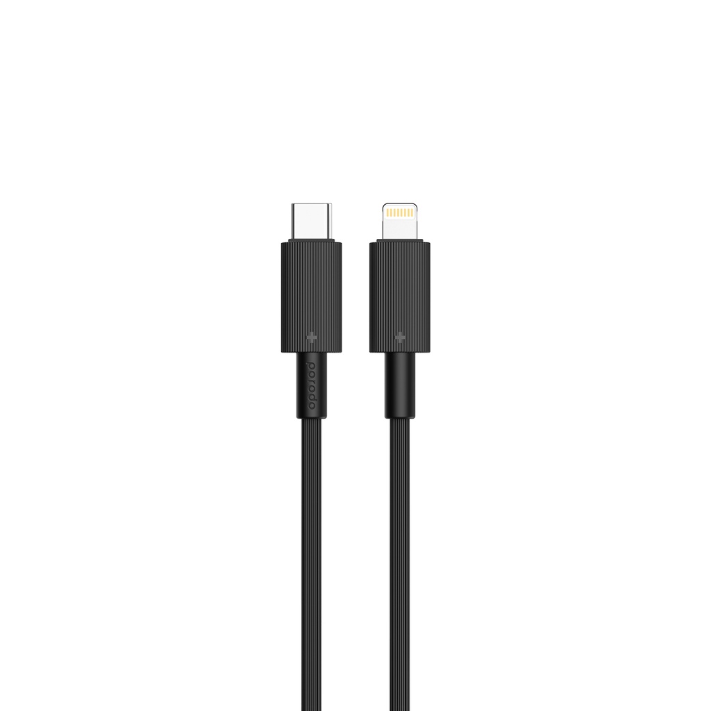 PORODO DUAL PORT WITH USB C TO LIGHTNING CABLE WALL CHARGER BLACK PD-FWCH022-L-BK thumbnail 16