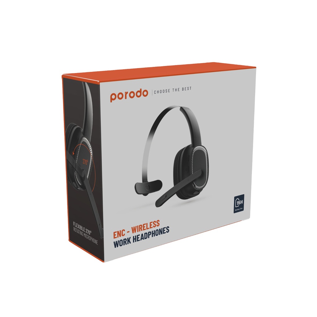 PORODO ENC WIRELESS WORK HEADPHONE BLACK PD-MHDMP-BK thumbnail 7