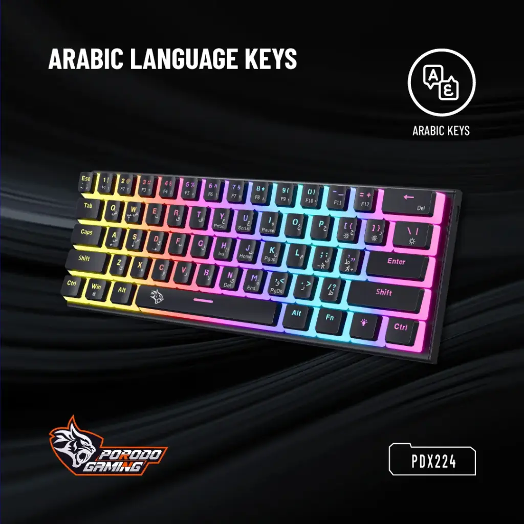 PORODO GAMING 61 KEYS PUDDING MECHANICAL KEYBOARD RED SWITCH PDX224 BLACK PDX224 thumbnail 5