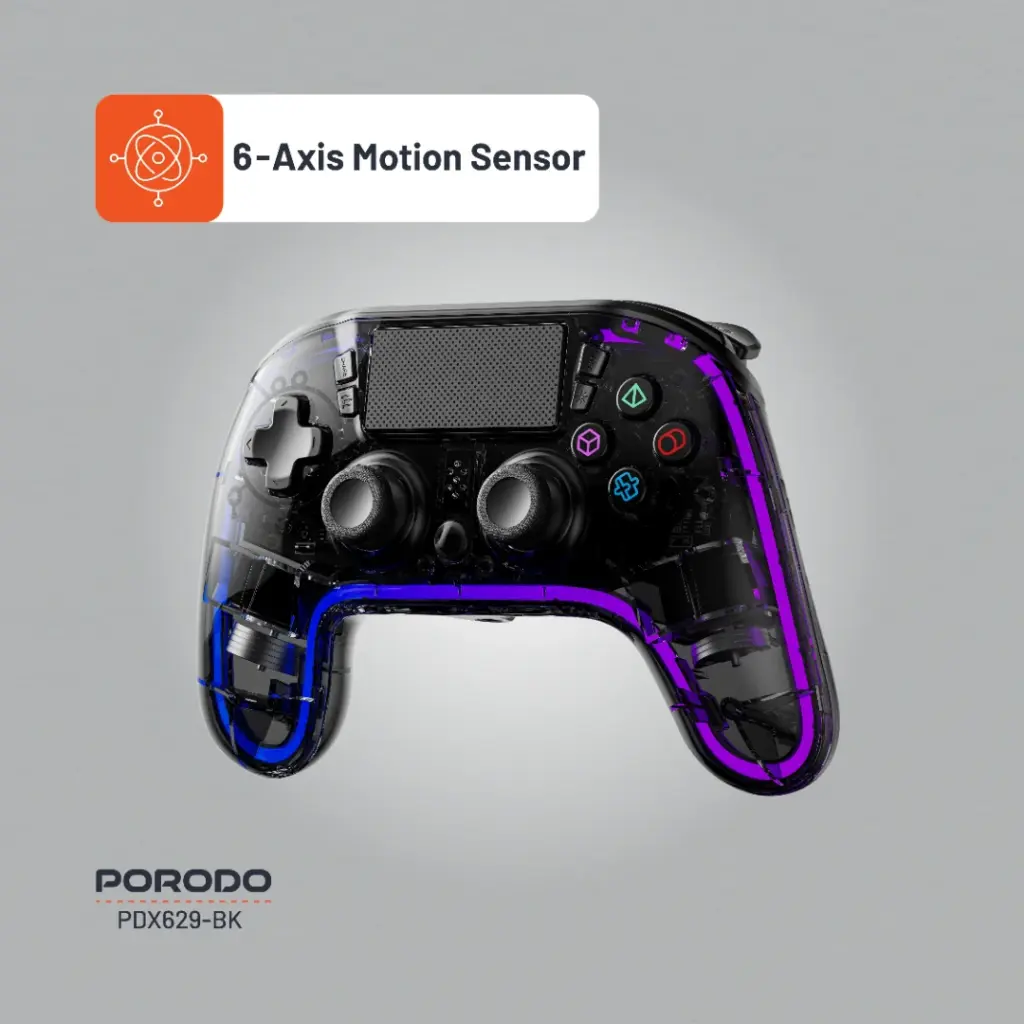 PORODO GAMING CRYSTAL SHELL PS4 RGB CONTROLLER CLEAR PDX629-CL thumbnail 6