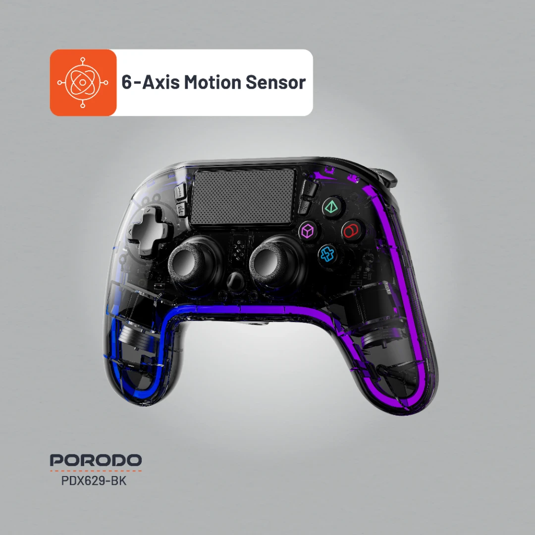 PORODO GAMING CRYSTAL SHELL PS4 RGB CONTROLLER BLACKPDX629-BK thumbnail 9