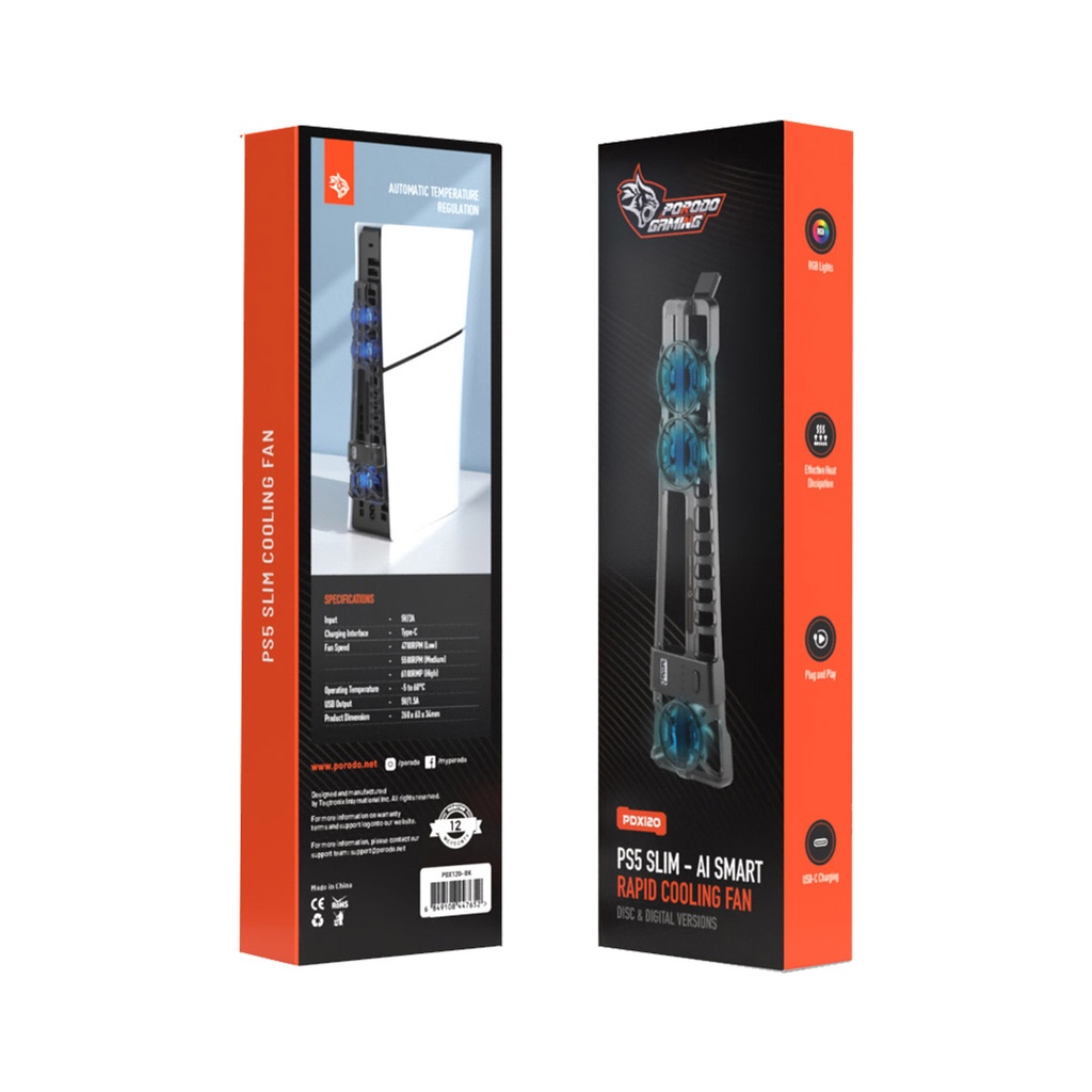 PORODO GAMING AI SMART RAPID COOLING FAN PDX120-BK thumbnail 5