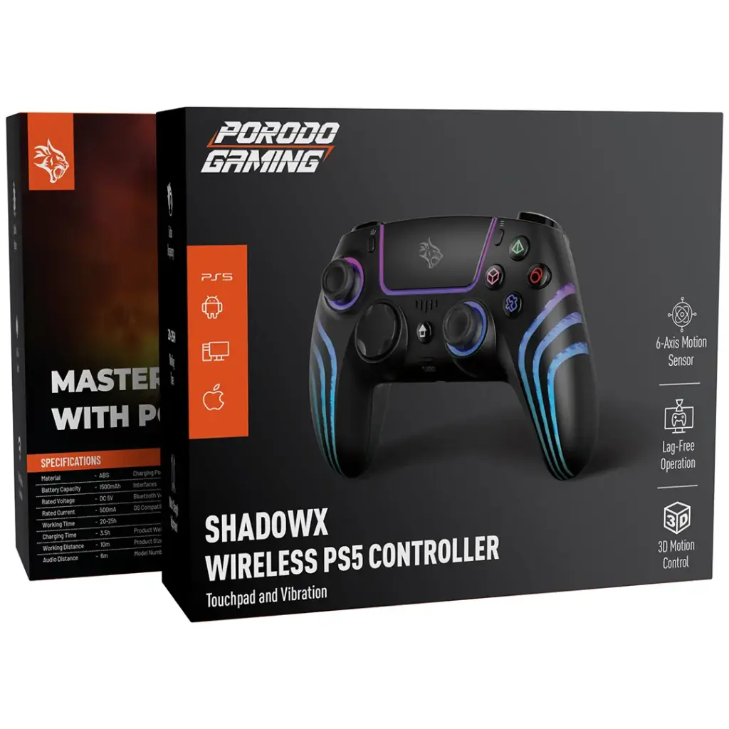 PORODO GAMING SHADOWX WIRELESS PS5 CONTROLLER BLACK PDX641BK thumbnail 3