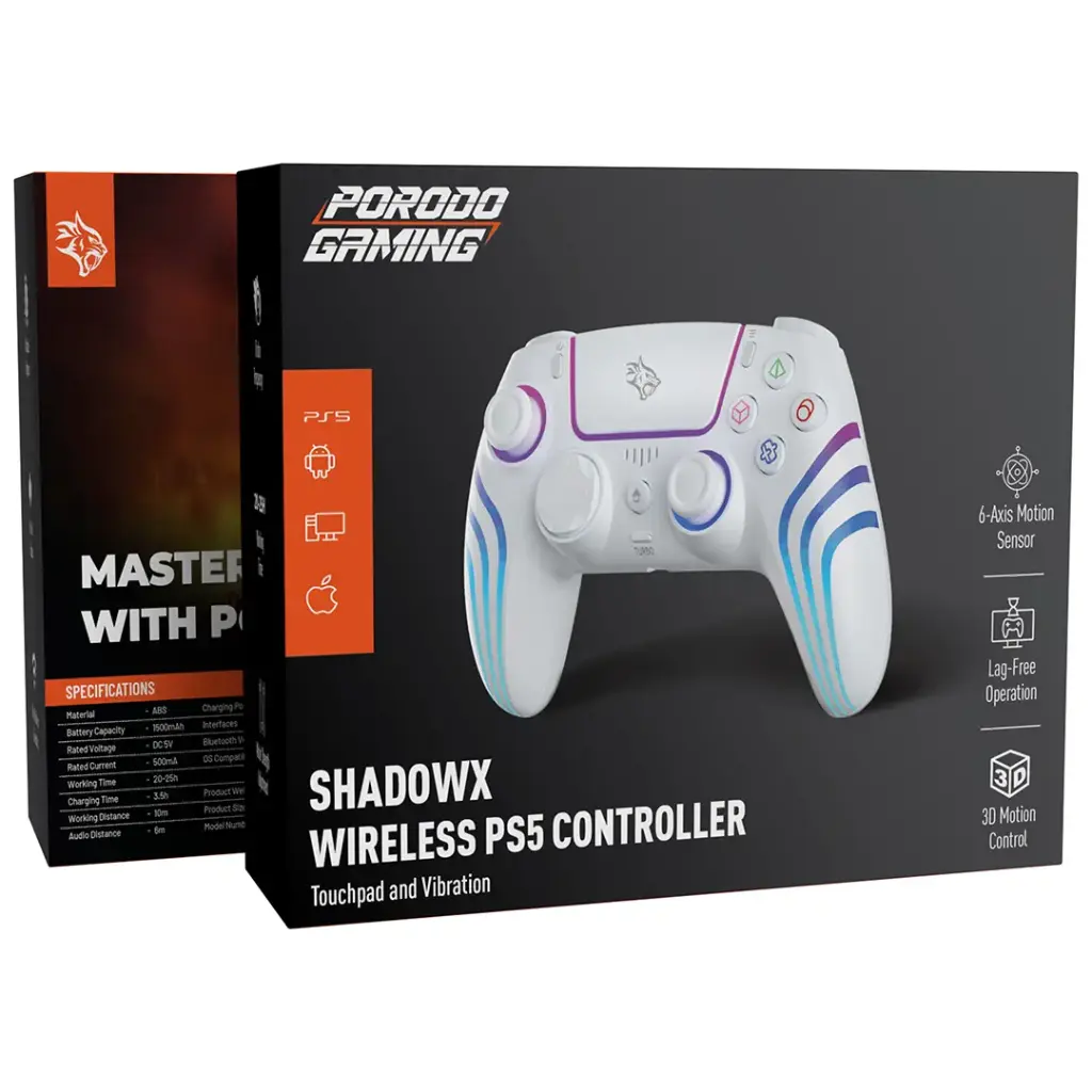 PORODO GAMING SHADOWX WIRELESS PS5 CONTROLLER WHITE PDX641WH thumbnail 3
