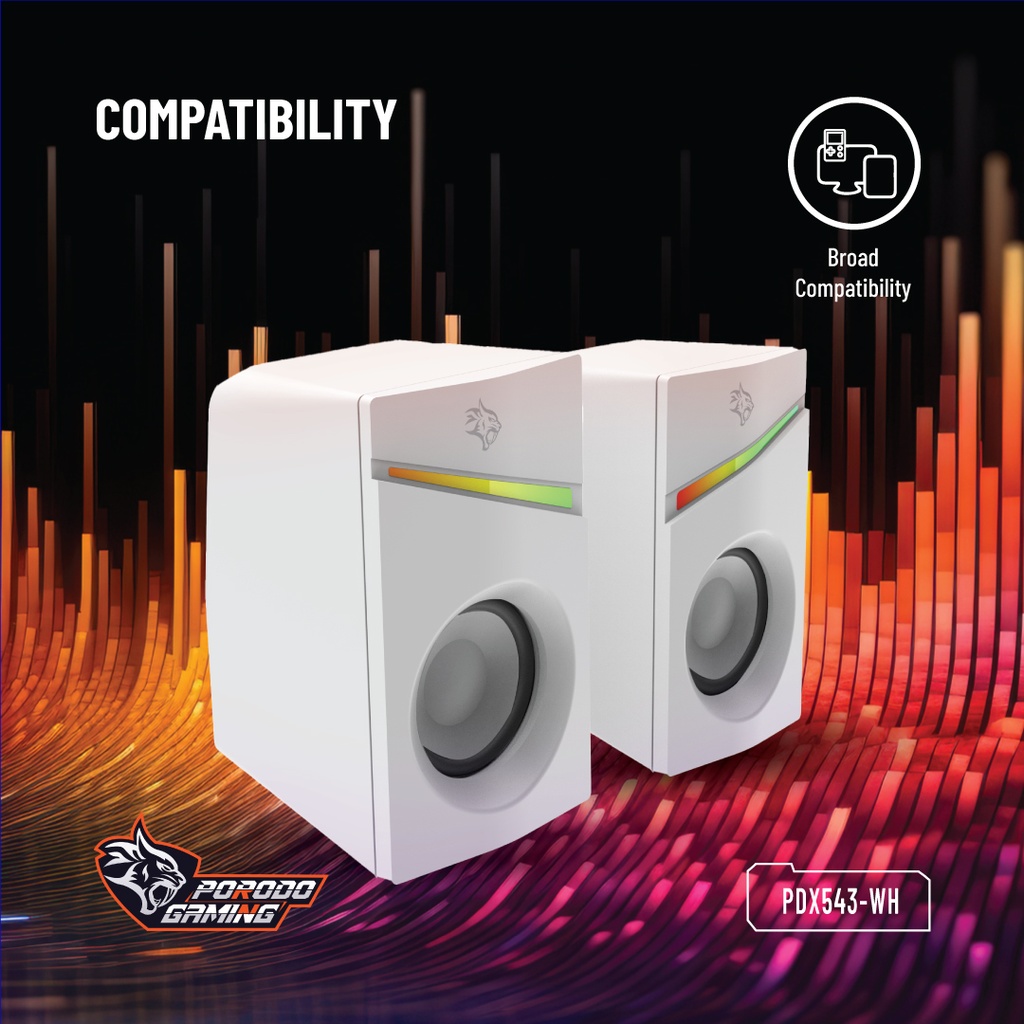 PORODO GAMING STEREO VOULME KNOB CONTROL GAMING SPEAKERS PDX543 WHITE PDX543-WH thumbnail 15