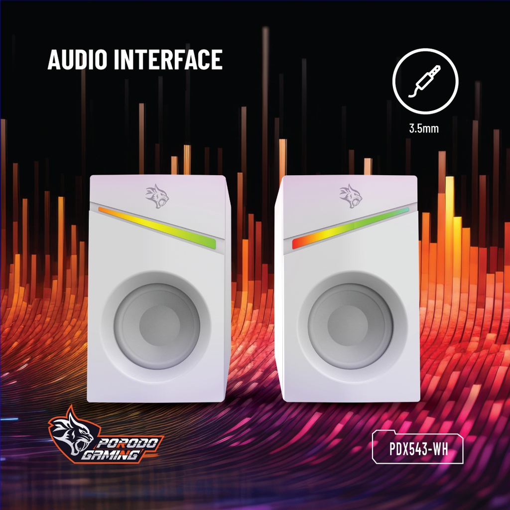PORODO GAMING STEREO VOULME KNOB CONTROL GAMING SPEAKERS PDX543 WHITE PDX543-WH thumbnail 19