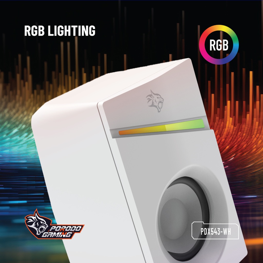 PORODO GAMING STEREO VOULME KNOB CONTROL GAMING SPEAKERS PDX543 WHITE PDX543-WH thumbnail 18