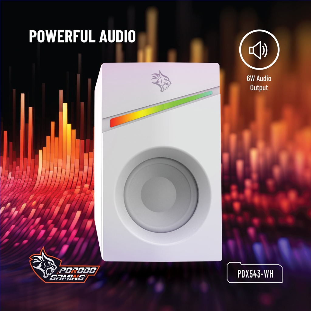 PORODO GAMING STEREO VOULME KNOB CONTROL GAMING SPEAKERS PDX543 WHITE PDX543-WH thumbnail 17