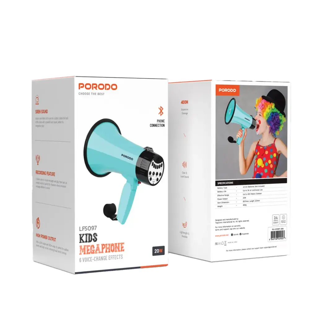 PORODO KIDS MEGAPHONE 20W SKY BLUE PD-LFST097-SKB thumbnail 3