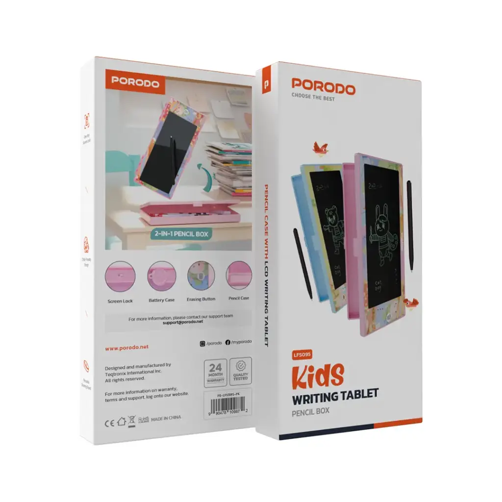 PORODO KIDS WRITING TABLET WITH PENCIL PINK PD-LFST095-PK thumbnail 5