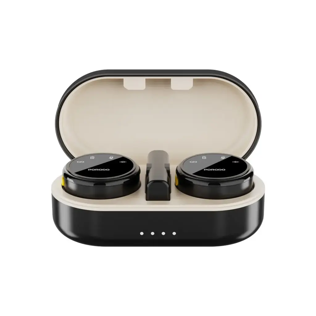 PORODO PROFESSIONAL LAVALIER MICROPHONE SET WITH MAGNETIC CLIPS AND CHARGING CASE BLACK PDWMDMICBK thumbnail 7