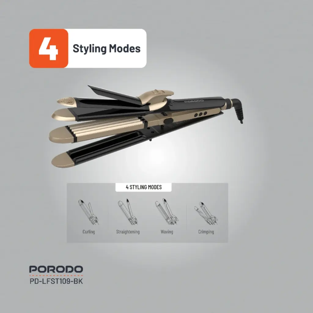 PORODO LIFESTYLE 4 STYLES HAIR IRON BLACK PD-LFST109-BK thumbnail 11