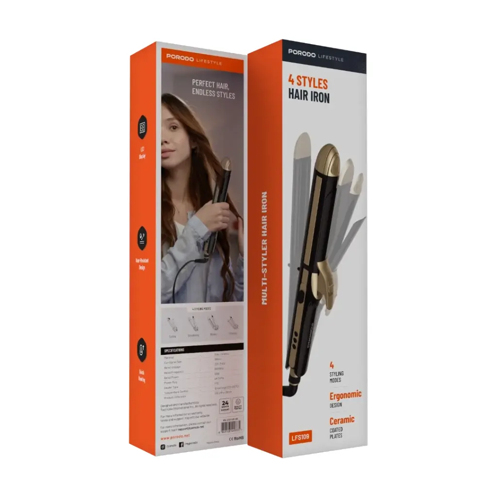 PORODO LIFESTYLE 4 STYLES HAIR IRON BLACK PD-LFST109-BK thumbnail 15
