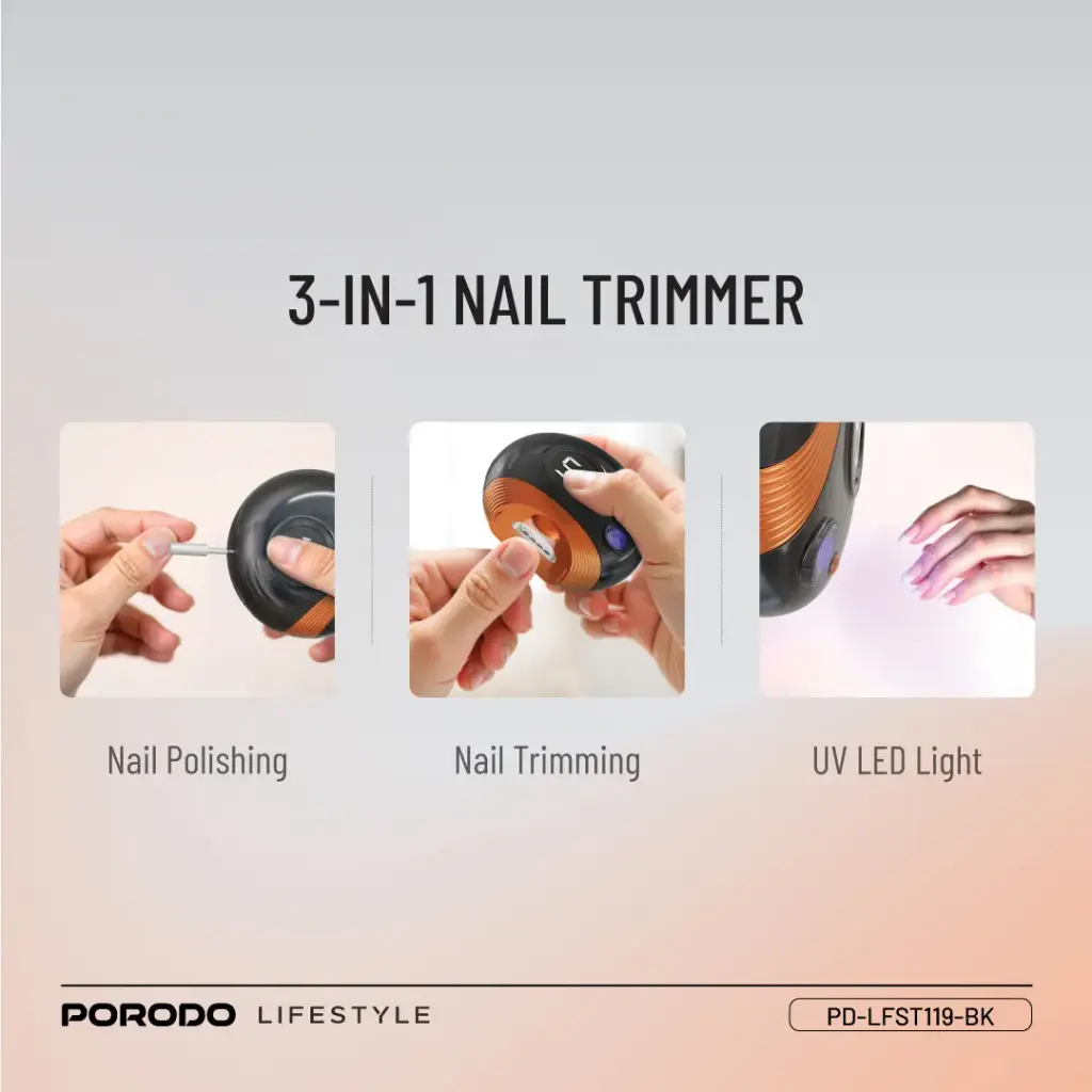 PORODO LIFESTYLE ALL IN ONE NAIL TRIMMER SET BLACK PD-LFST119-BK thumbnail 13