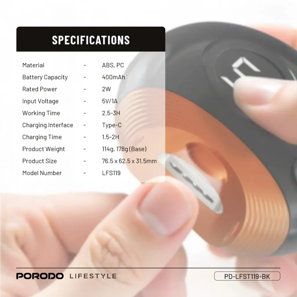 PORODO LIFESTYLE ALL IN ONE NAIL TRIMMER SET BLACK PD-LFST119-BK thumbnail 6