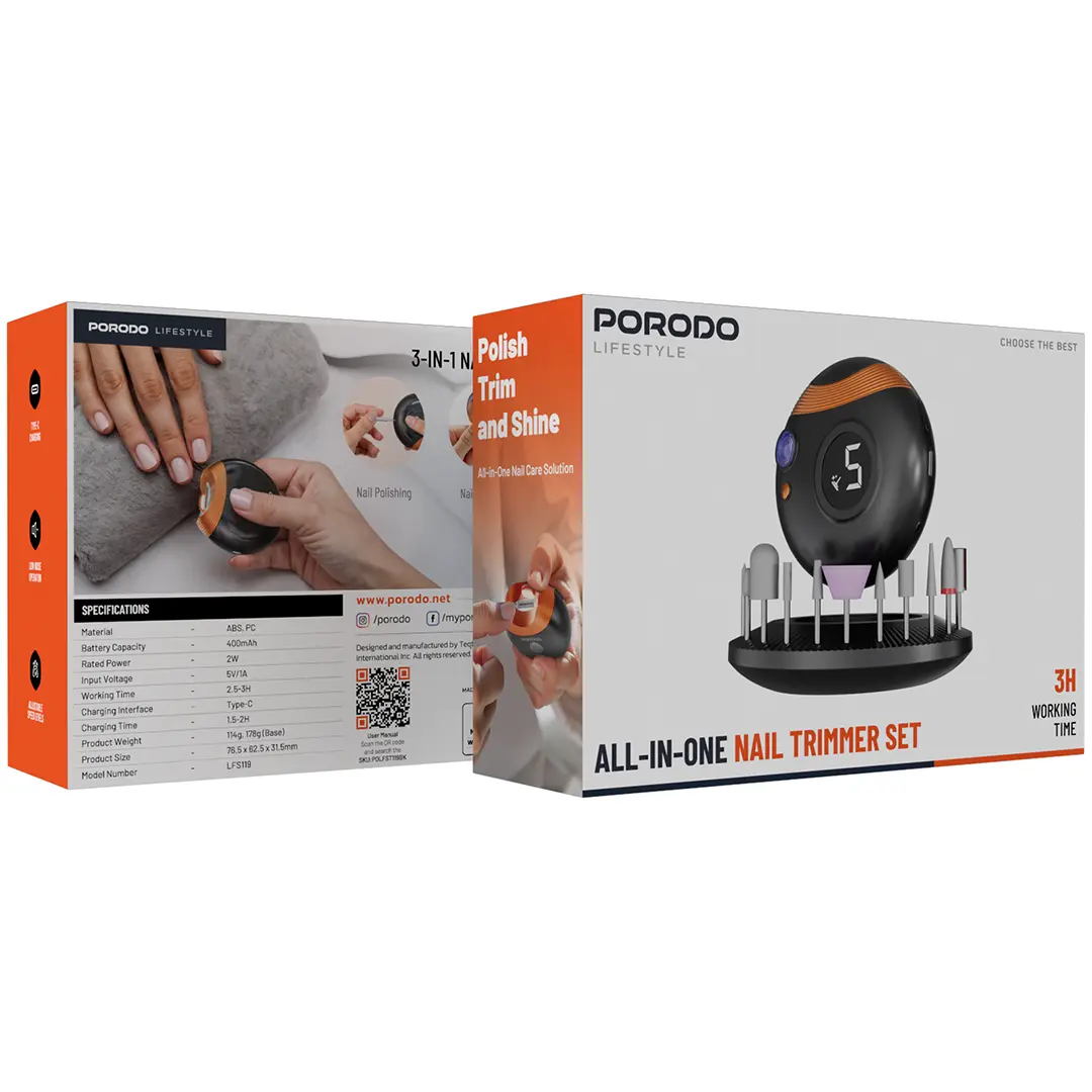 PORODO LIFESTYLE ALL IN ONE NAIL TRIMMER SET BLACK PD-LFST119-BK thumbnail 11