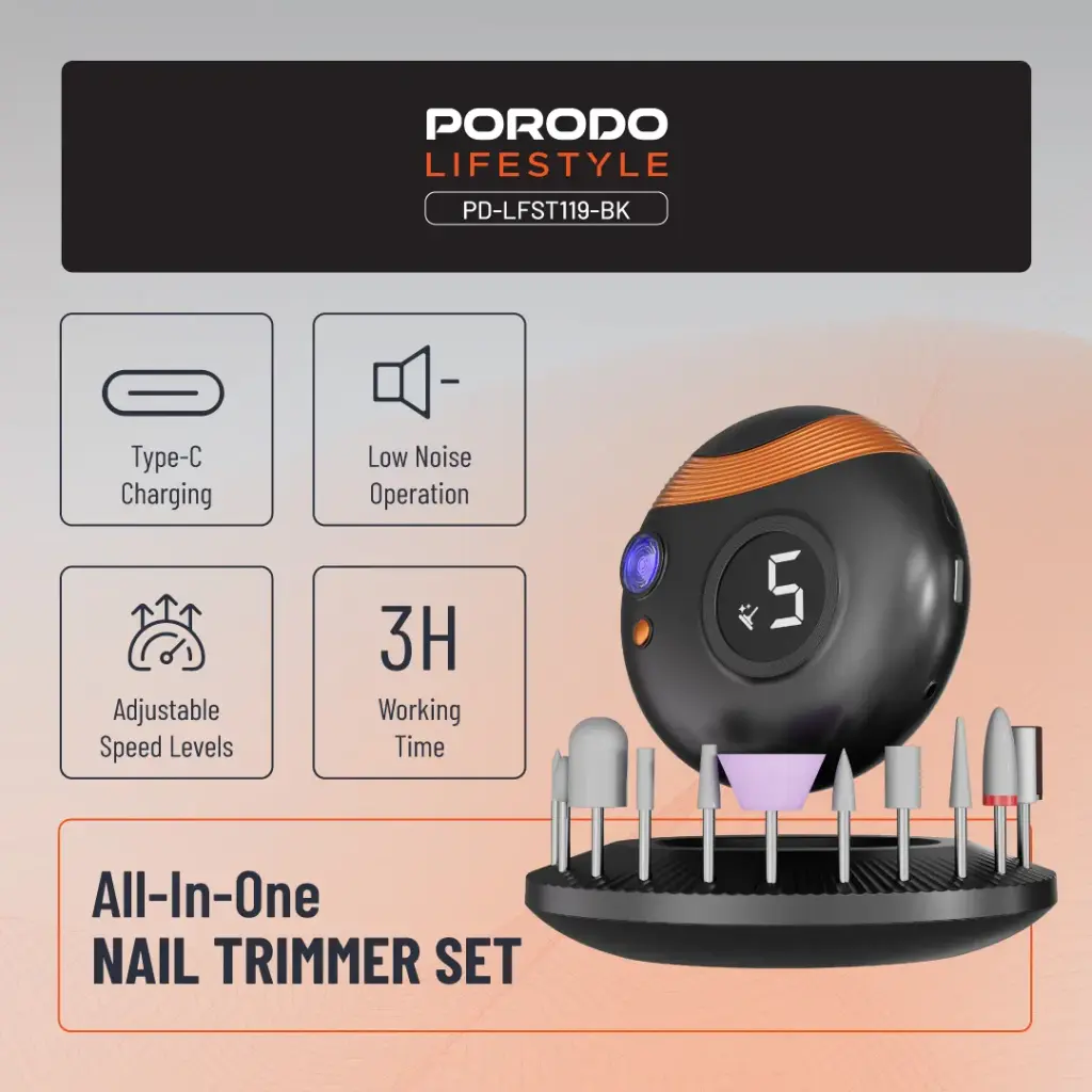 PORODO LIFESTYLE ALL IN ONE NAIL TRIMMER SET BLACK PD-LFST119-BK thumbnail 17