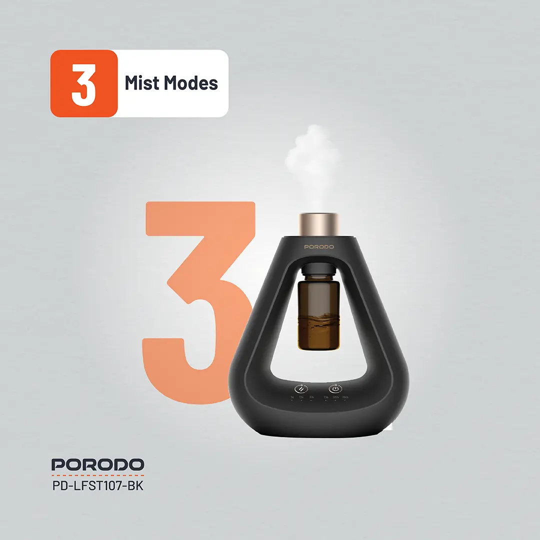 PORODO LIFESTYLE AROMA SPHERE WATERLESS DIFFUSER BLACK PD-LFST107-BK thumbnail 8