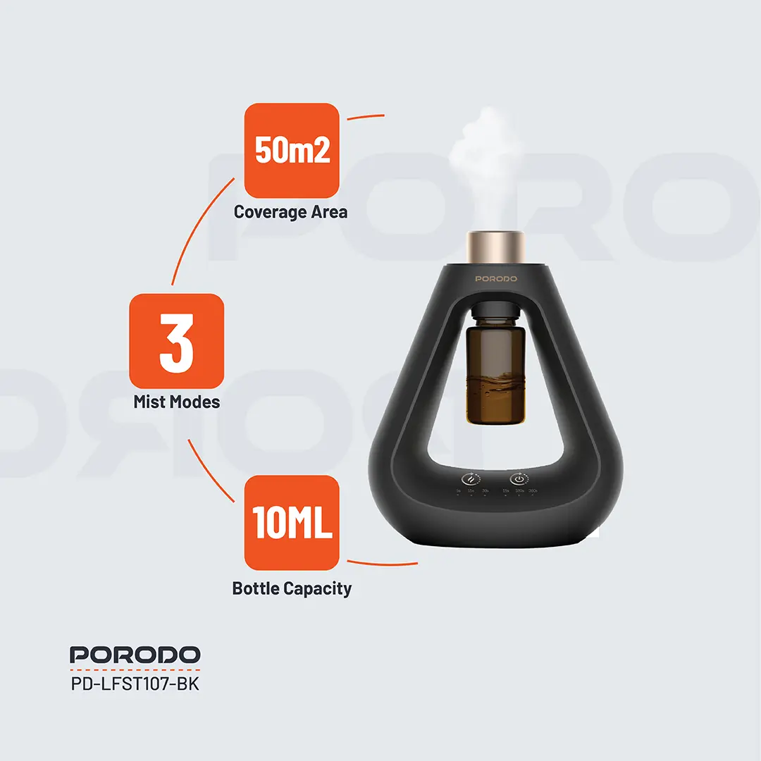 PORODO LIFESTYLE AROMA SPHERE WATERLESS DIFFUSER BLACK PD-LFST107-BK thumbnail 18