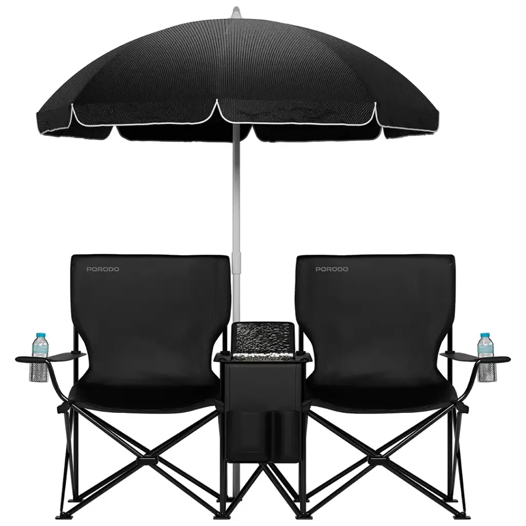 PORODO LIFESTYLE CAMPSHADE CAMPING DUAL CHAIR BLACK PDLFSTCH21BK thumbnail 6