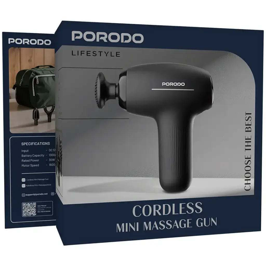PORODO LIFESTYLE CORDLESS MINI MASSAGE GUN BLACK PDLFSTMG01BK thumbnail 13