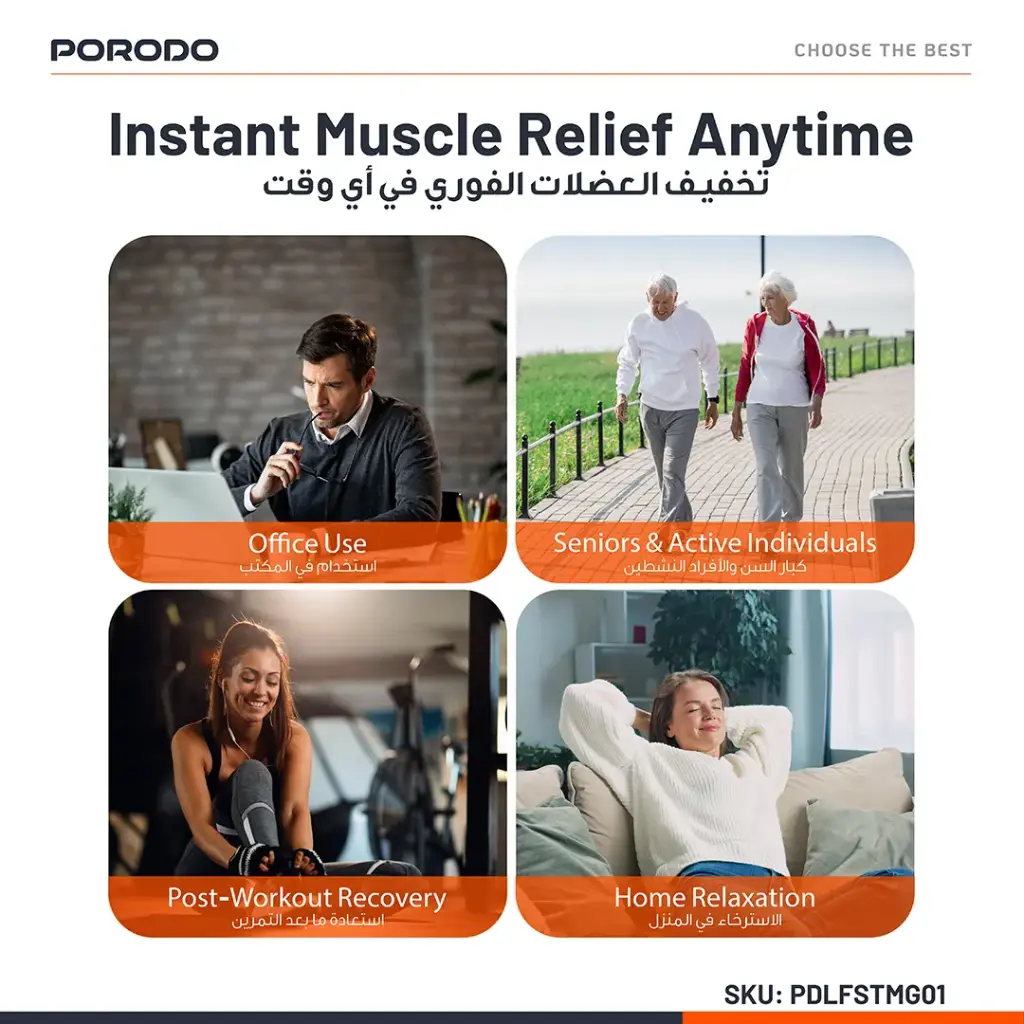 PORODO LIFESTYLE CORDLESS MINI MASSAGE GUN BLACK PDLFSTMG01BK thumbnail 14