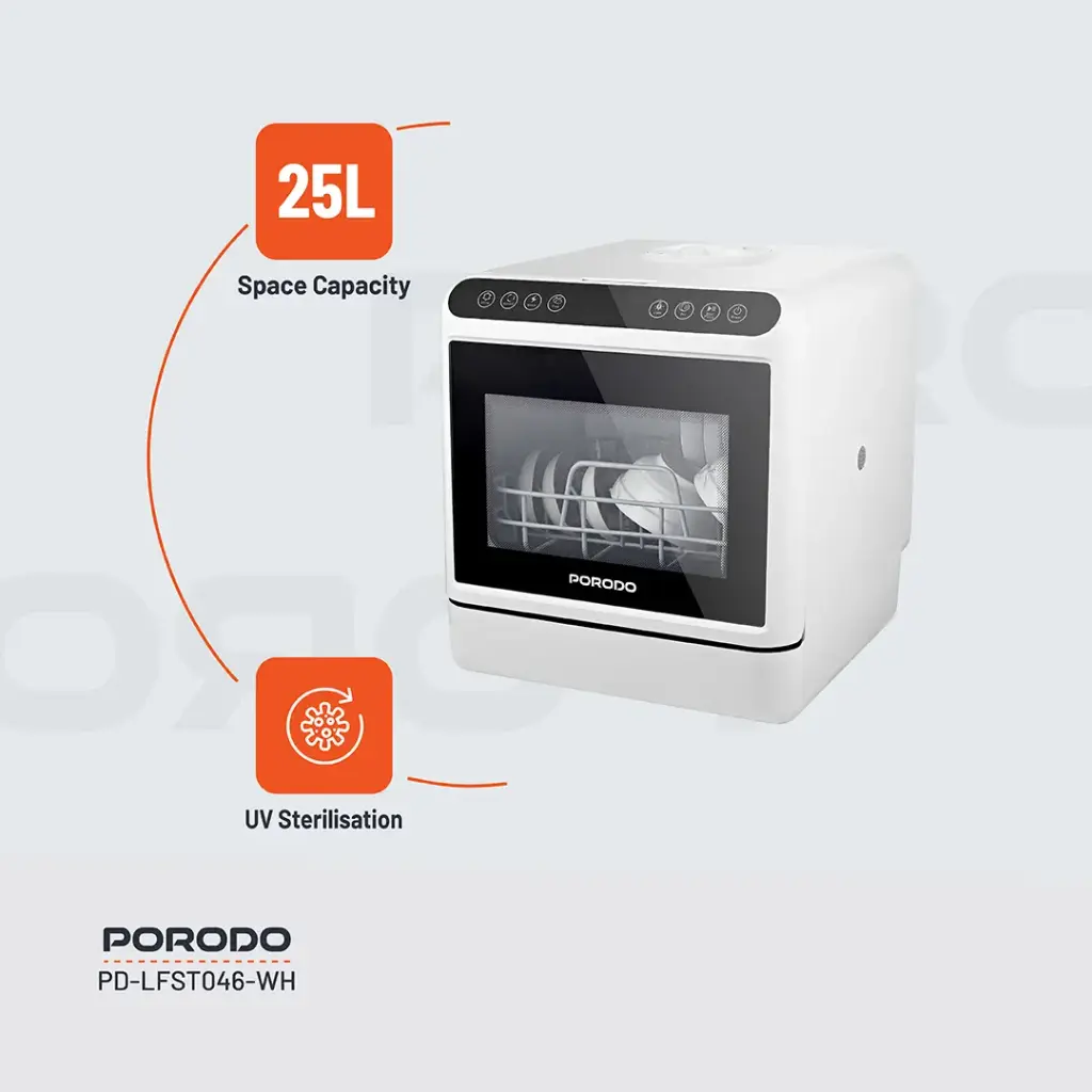 PORODO LIFESTYLE COUNTER TOP DISHWASHER WHITE LFST046-WH thumbnail 14