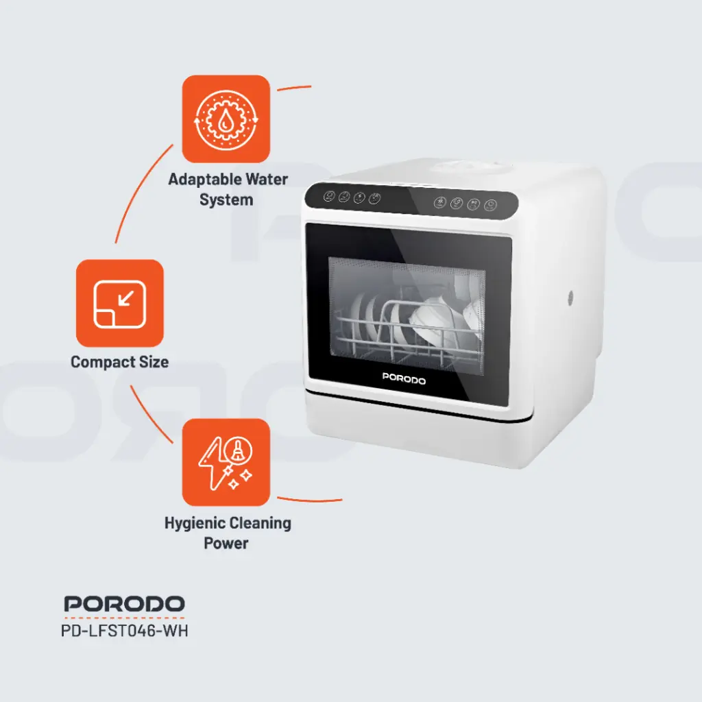 PORODO LIFESTYLE COUNTER TOP DISHWASHER WHITE LFST046-WH thumbnail 10