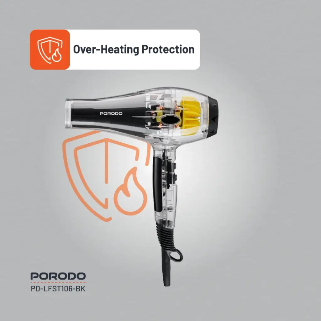 PORODO LIFESTYLE CRYSTAL SHELL HAIR DRYER BLACK PD-LFST106-BK thumbnail 16