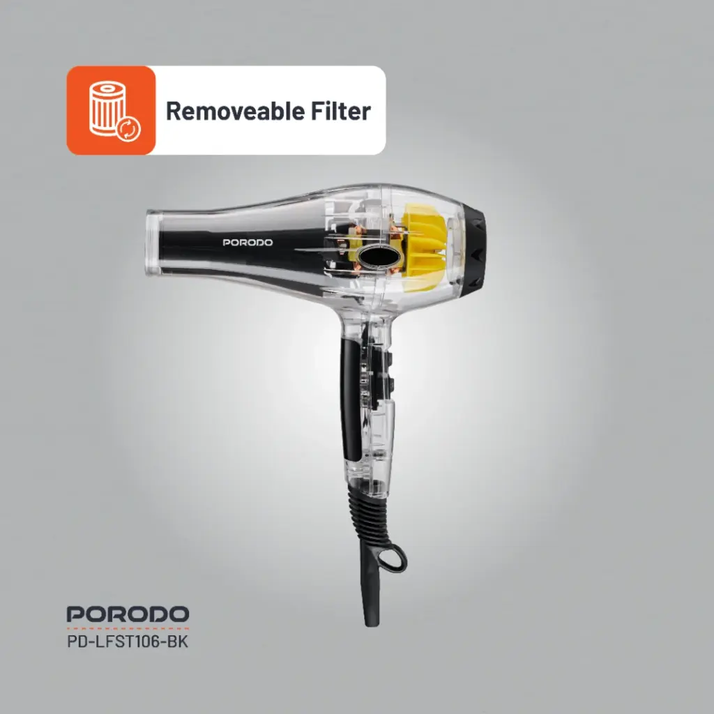 PORODO LIFESTYLE CRYSTAL SHELL HAIR DRYER BLACK PD-LFST106-BK thumbnail 13