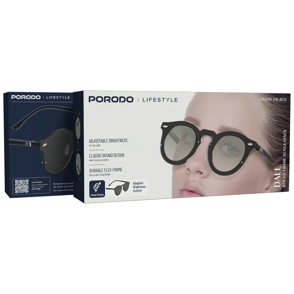 PORODO LIFESTYLE DALE ROUND FRAME SUNGLASSES BLACK PDLFST5201BK thumbnail 7