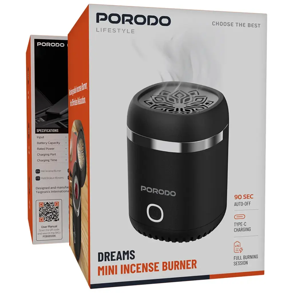 PORODO LIFESTYLE DREAMS MINI INCENSE BURNER BLACK PDWBIBSLBK thumbnail 13