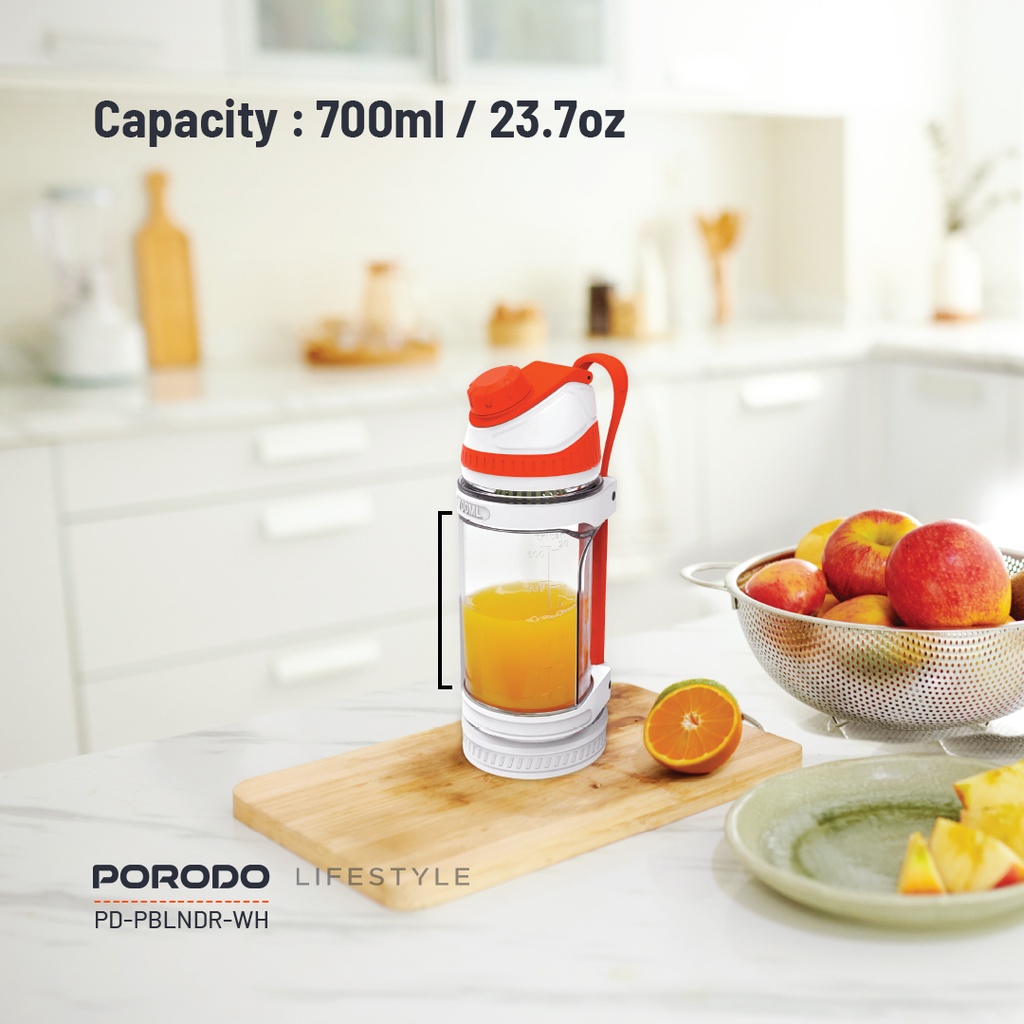 PORODO LIFESTYLE DUAL SPIN CLOCK WISE REVERSE PORTABLE BLENDER WHITE PD-PBLNDR-WH thumbnail 10