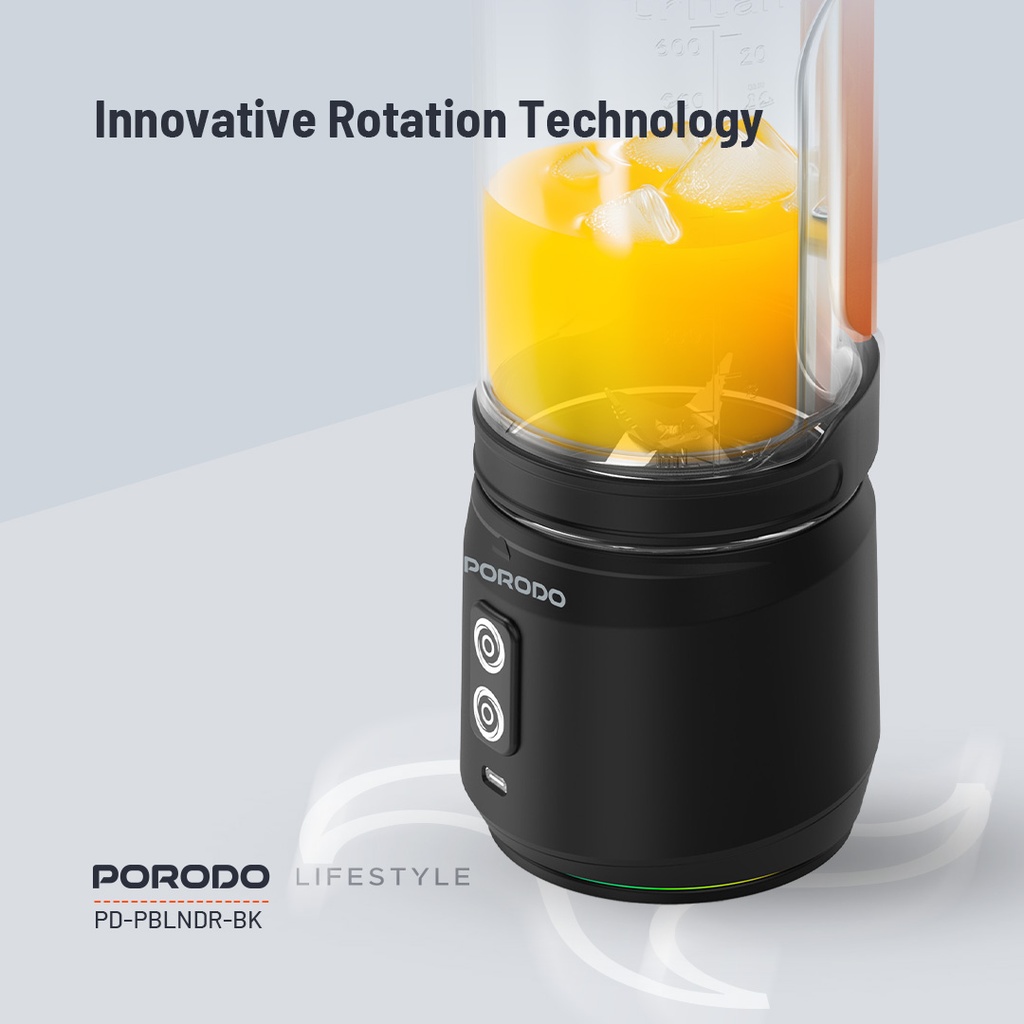 PORODO LIFESTYLE DUAL SPIN CLOCK WISE & REVERSE PORTABLE BLENDER BLACK PD-PBLNDR-BK thumbnail 12