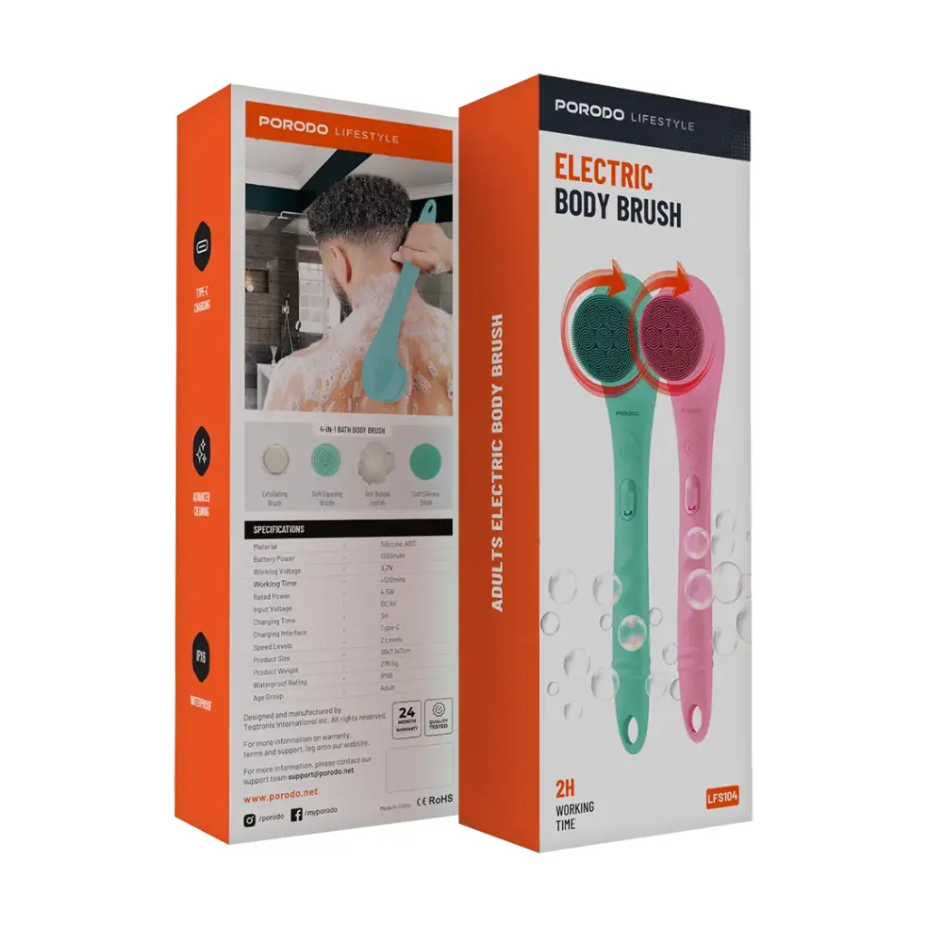 PORODO LIFESTYLE ELECTRIC BODY BRUSH PINK PD-LFST104-PK thumbnail 5