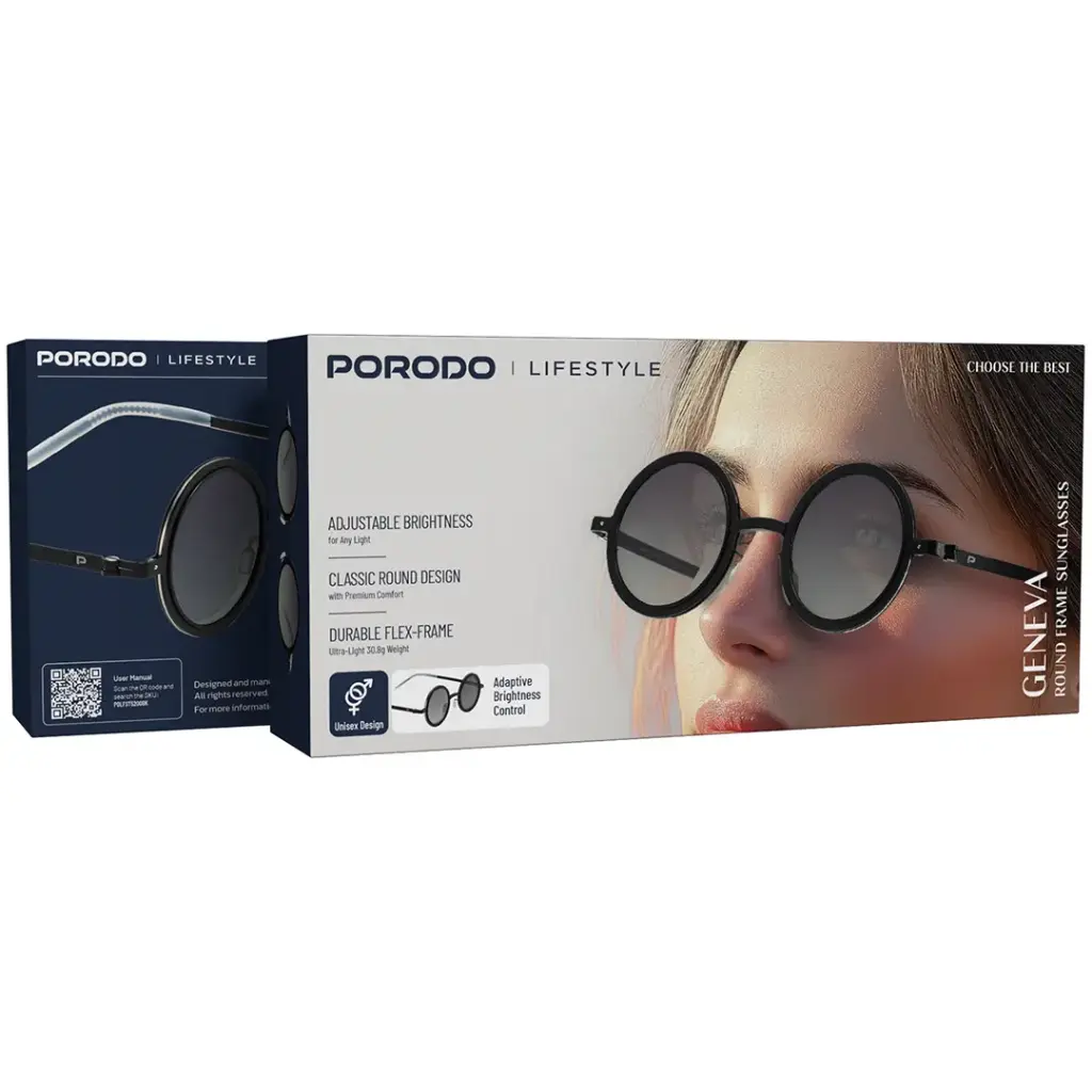 PORODO LIFESTYLE GENEVA ROUND FRAME SUNGLASSES BLACK PDLFST5200BK thumbnail 7