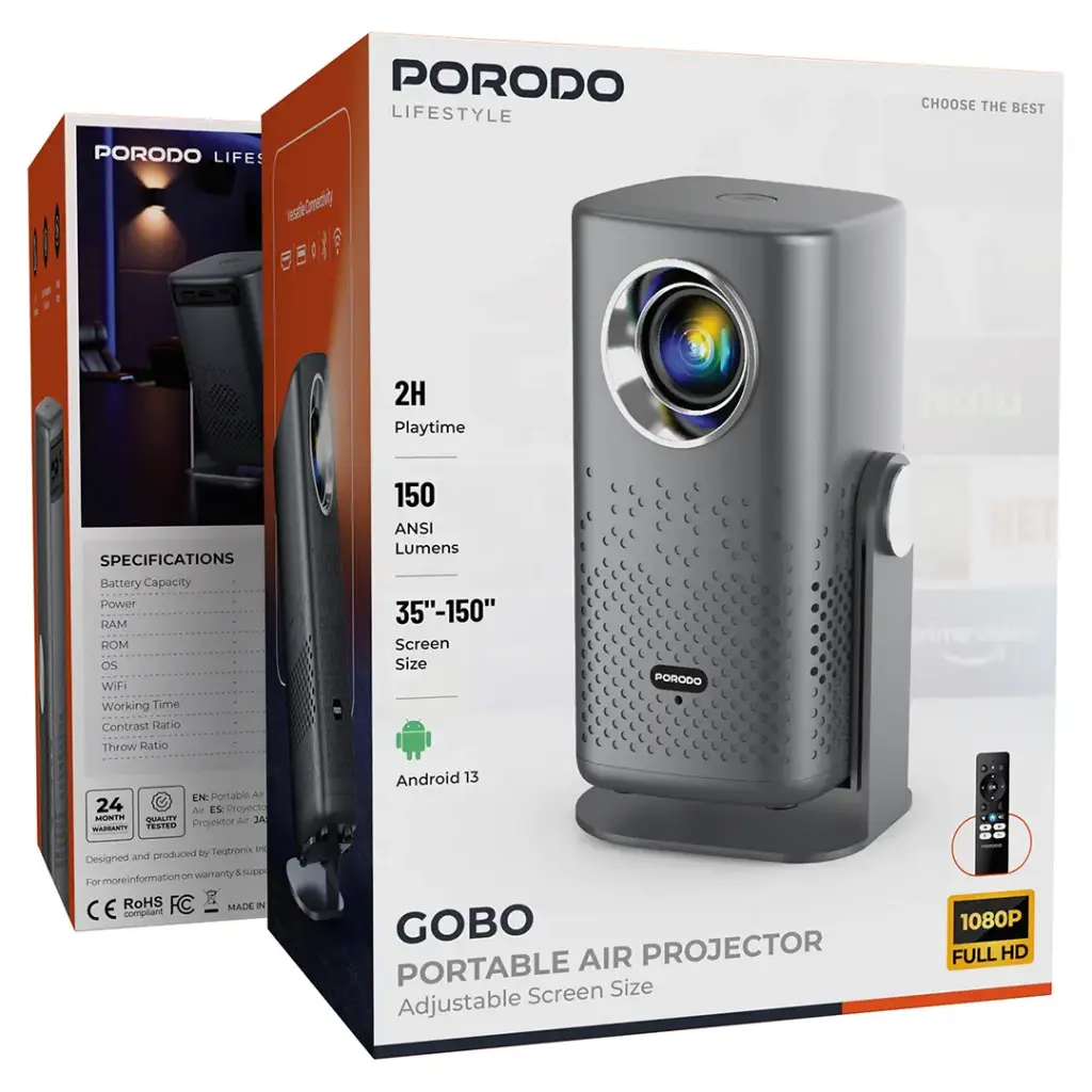 PORODO LIFESTYLE GOBO PORTABLE AIR PROJECTOR GRAY PDLFSTH1PGY thumbnail 7