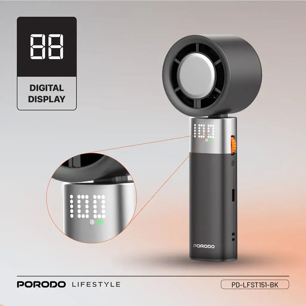 PORODO LIFESTYLE HANDHELD TURBO FAN BLACK PD-LFST151-BK thumbnail 9