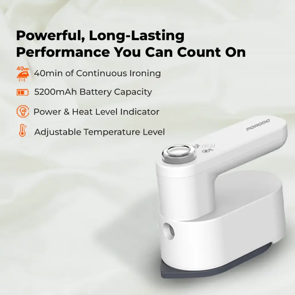 PORODO LIFESTYLE HEATPULSE PORTABLE STEAM IRON WHITE PDLFSTSIWH thumbnail 7