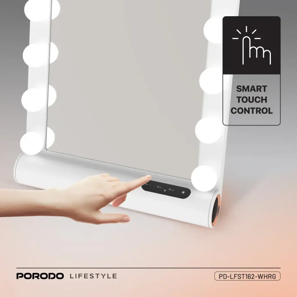 PORODO LIFESTYLE HOLLYWOOD VANITY LIGHTED MIRROR PD-LFST162-WHRG thumbnail 9