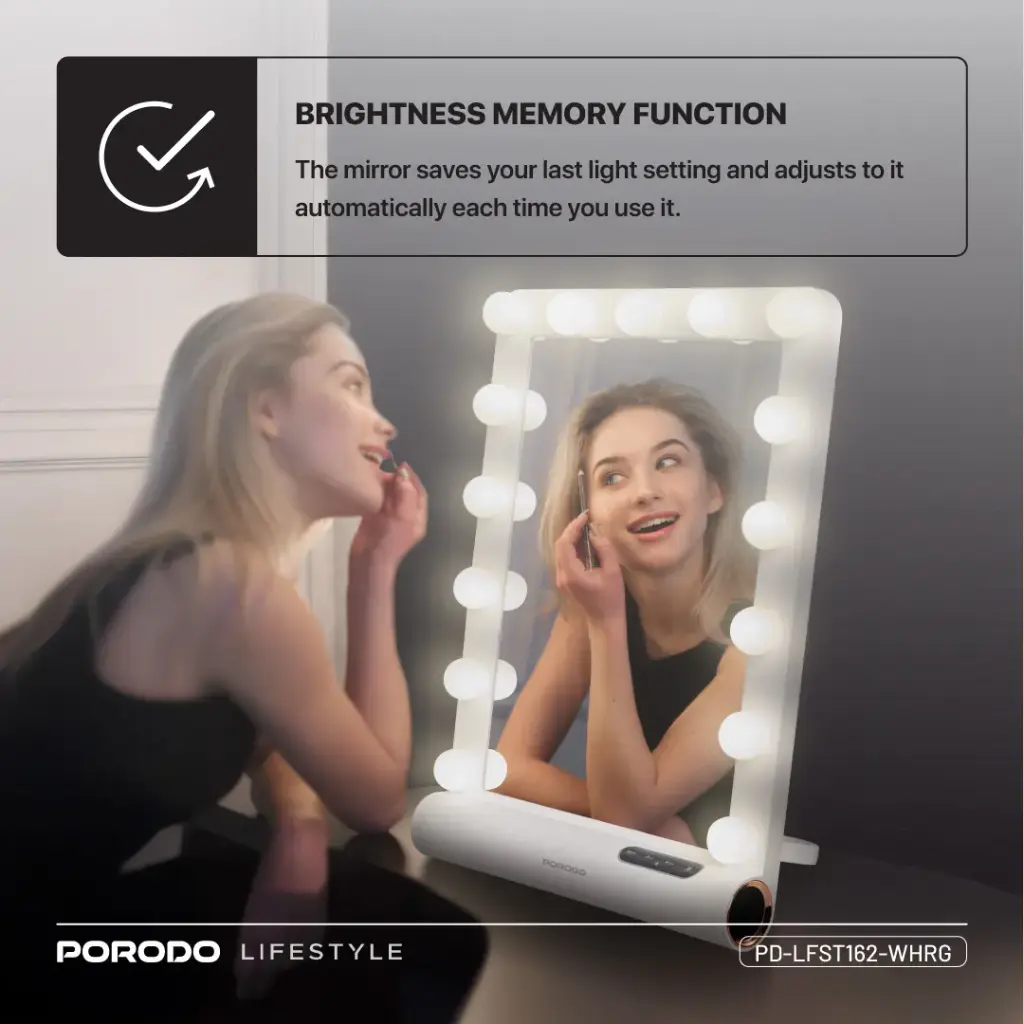 PORODO LIFESTYLE HOLLYWOOD VANITY LIGHTED MIRROR PD-LFST162-WHRG thumbnail 4