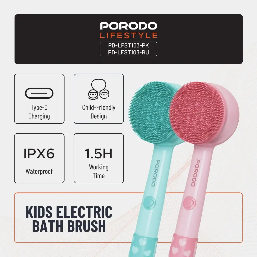 PORODO LIFESTYLE KIDS ELECTRIC BATH BRUSH PINK PD-LFST103-PK thumbnail 10