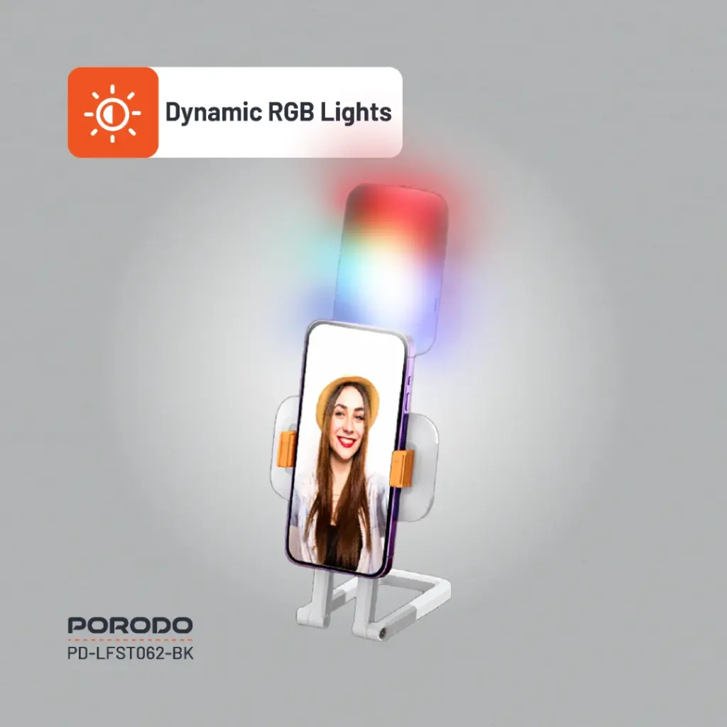 PORODO LIFESTYLE PHONE STAND WITH FILL LIGHT BLACK PD-LFST062-BK thumbnail 16