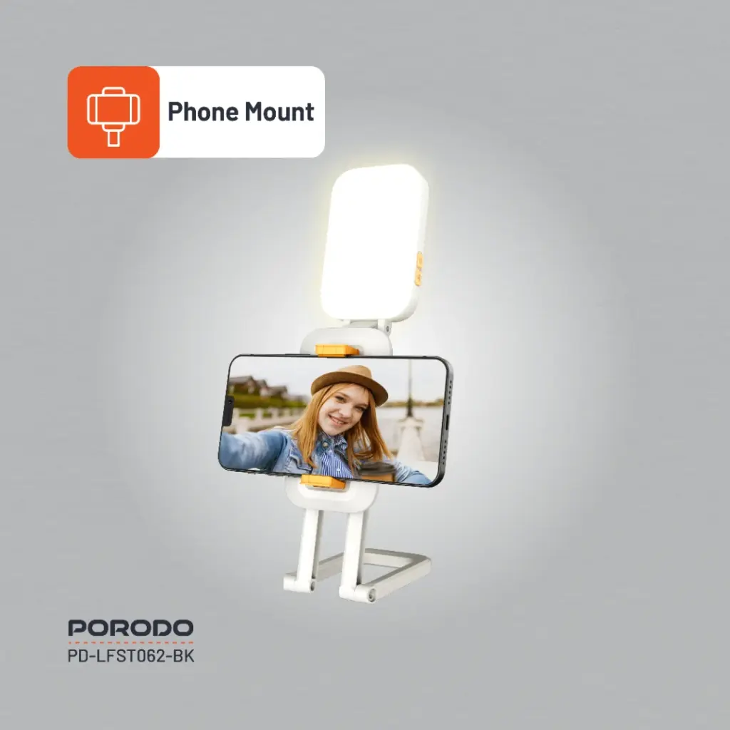 PORODO LIFESTYLE PHONE STAND WITH FILL LIGHT BLACK PD-LFST062-BK thumbnail 13