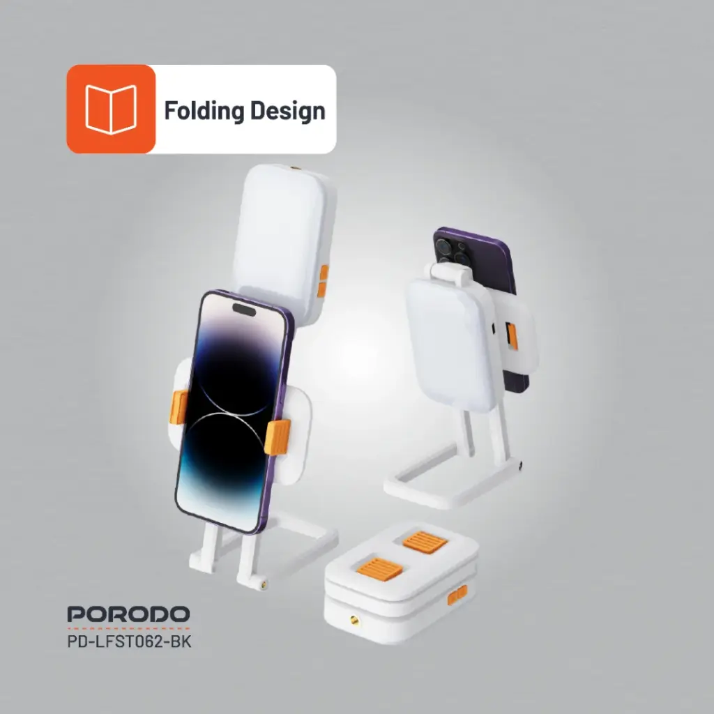 PORODO LIFESTYLE PHONE STAND WITH FILL LIGHT BLACK PD-LFST062-BK thumbnail 19