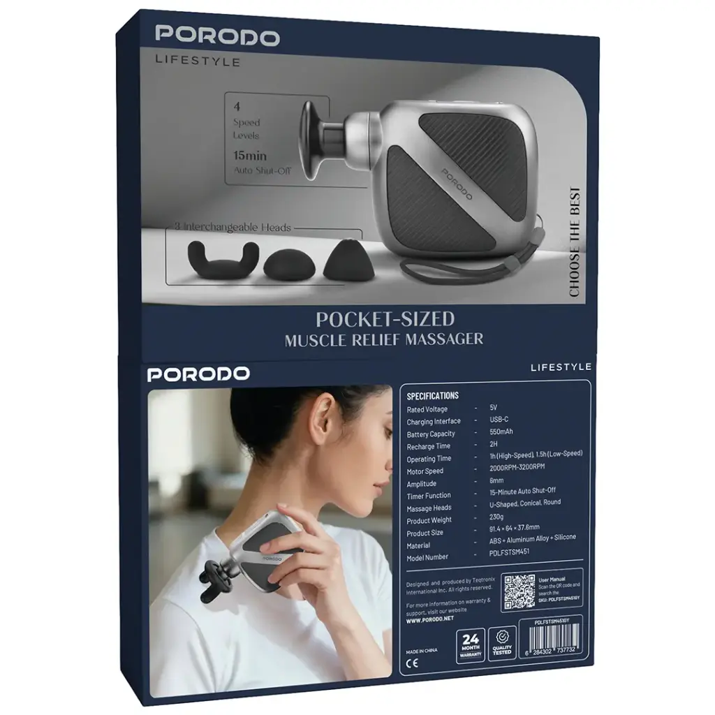PORODO LIFESTYLE POCKET SIZED MUSCLE RELIEF MASSAGER GRAY PDLFSTSM451GY thumbnail 18