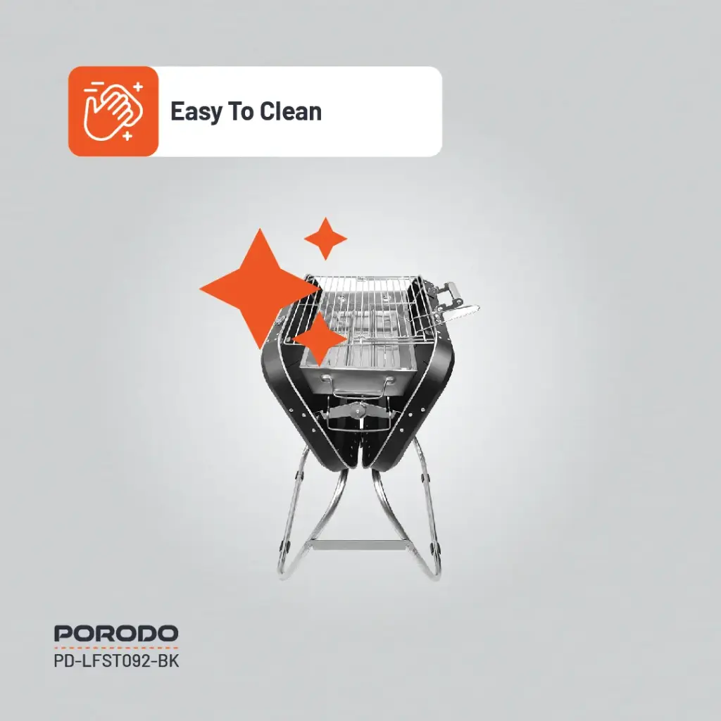 PORODO LIFESTYLE PORTABLE FOLDING SEATED BBQ GRILL BLACK thumbnail 18