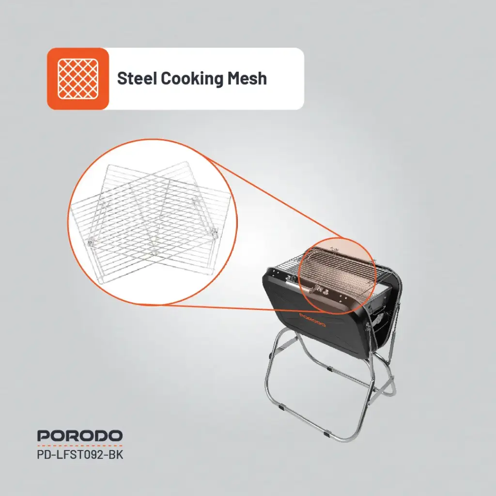 PORODO LIFESTYLE PORTABLE FOLDING SEATED BBQ GRILL BLACK thumbnail 21